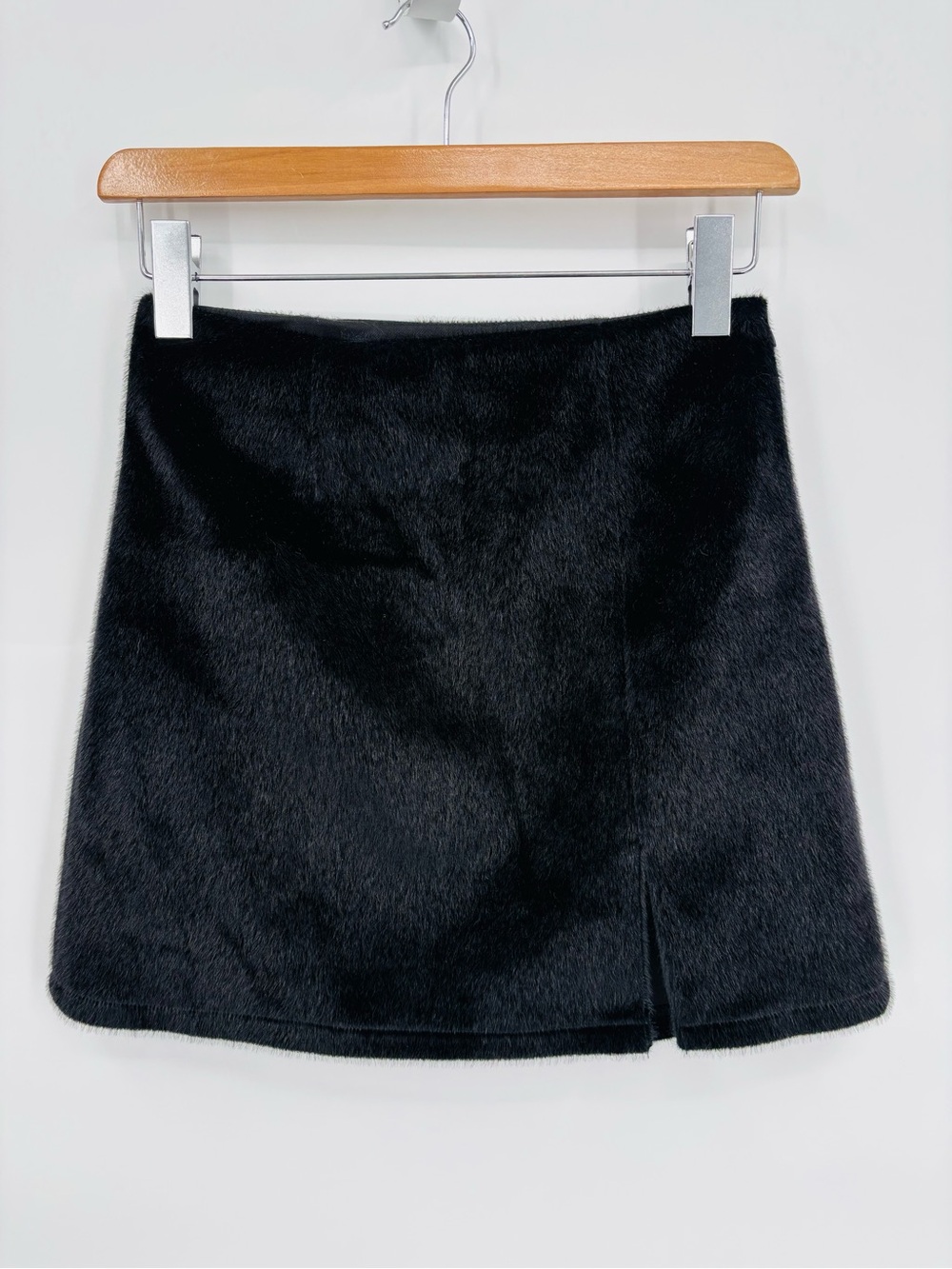 ASOS design faux fur black mini skirt